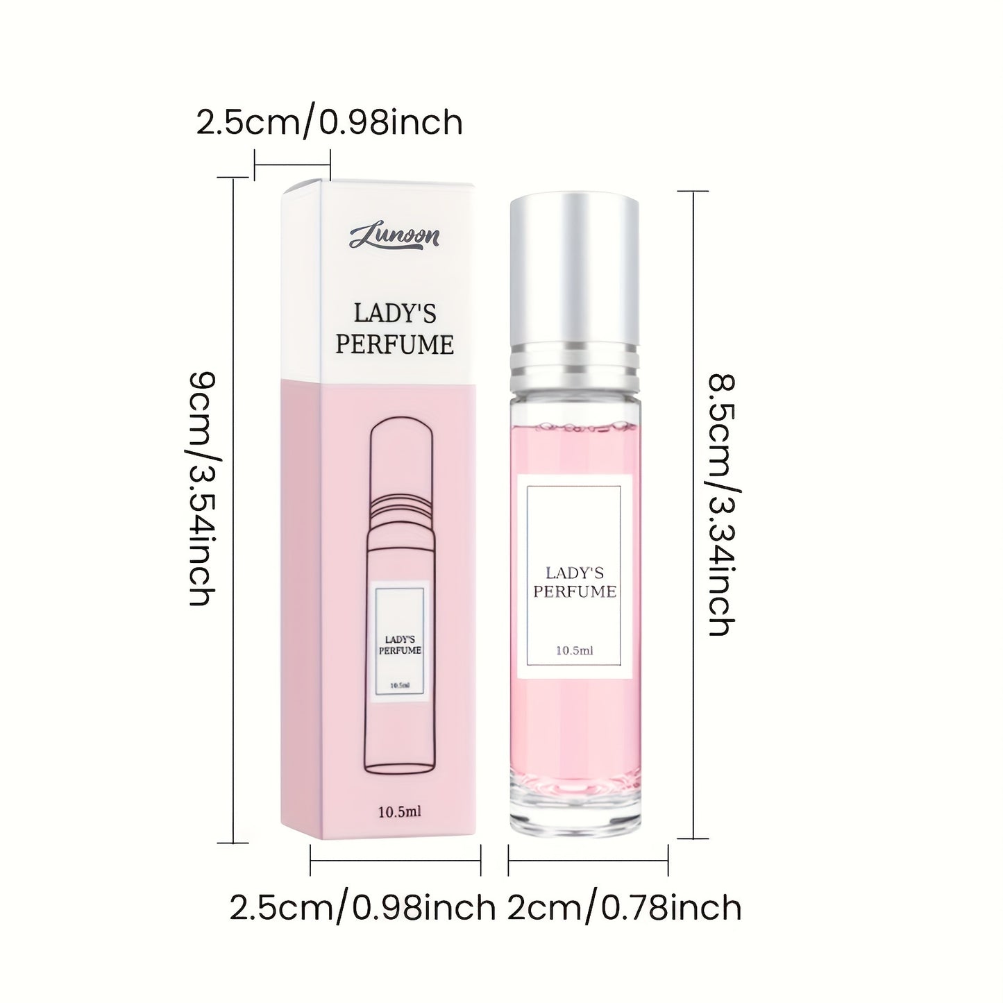 2 Pack Lady's Perfume, Natural Fresh Long-Lasting Floral Notes With Rose Oil, 0.36oz