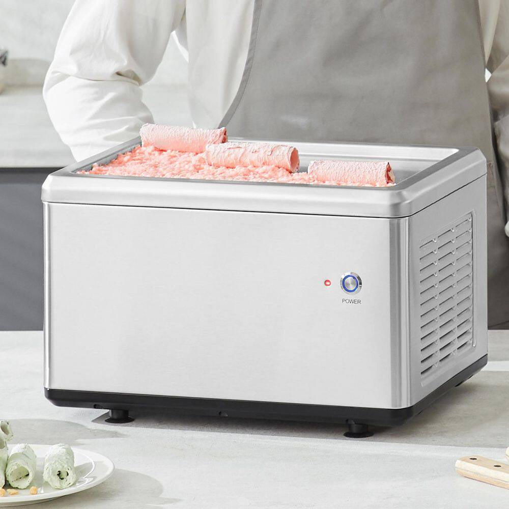 Fried Ice Cream Roll Machine, 12.6 X 8.5In. Stir-Fried Ice Cream Pan, Stainless Steel Rolled Ice Cream Maker, Compressor