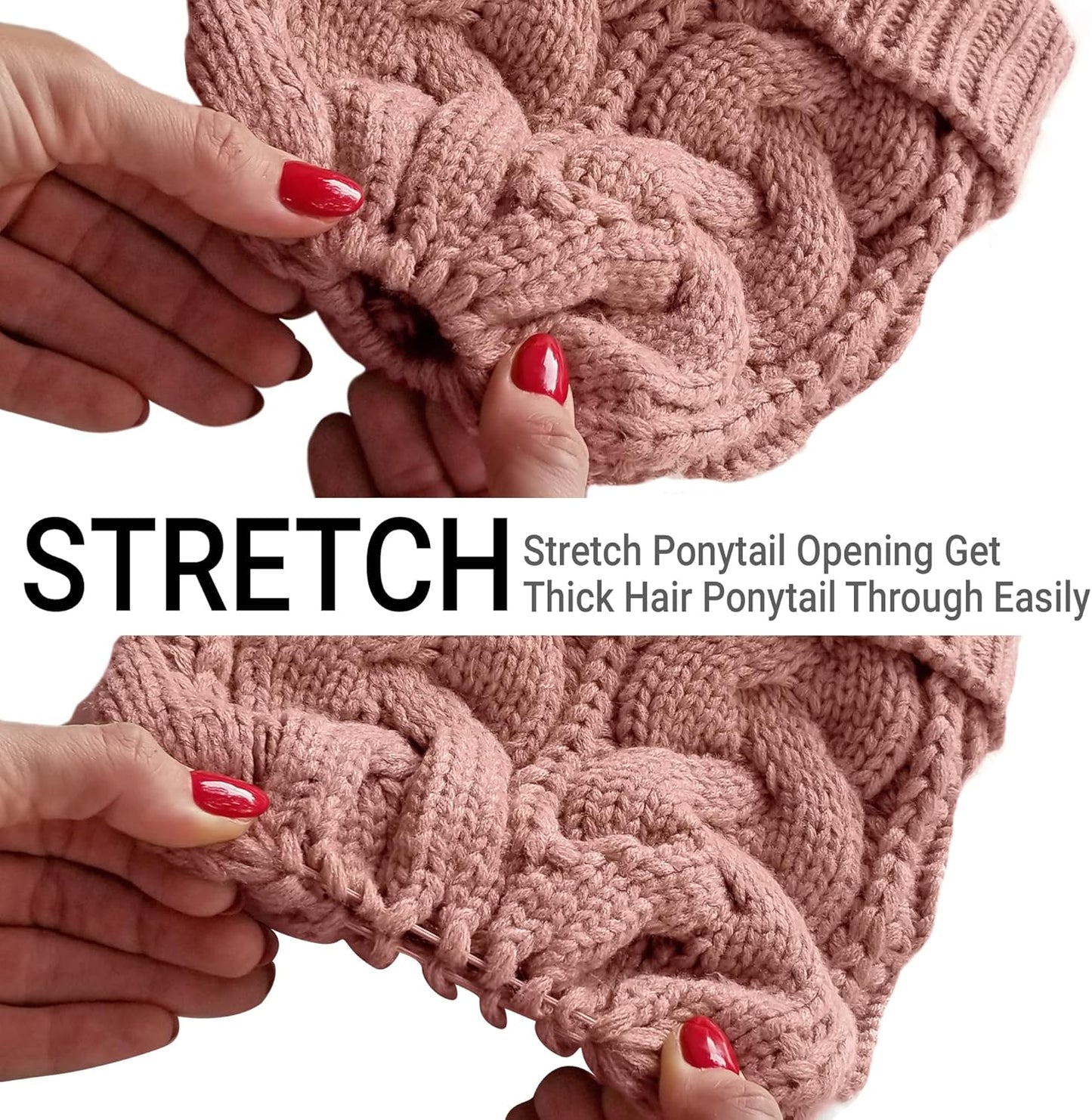 Ponytail Beanie Winter Set Knitted Hat Scarf Beanietail Hat Scarf Set Warm Women Hats Women Hat Scarf Winter