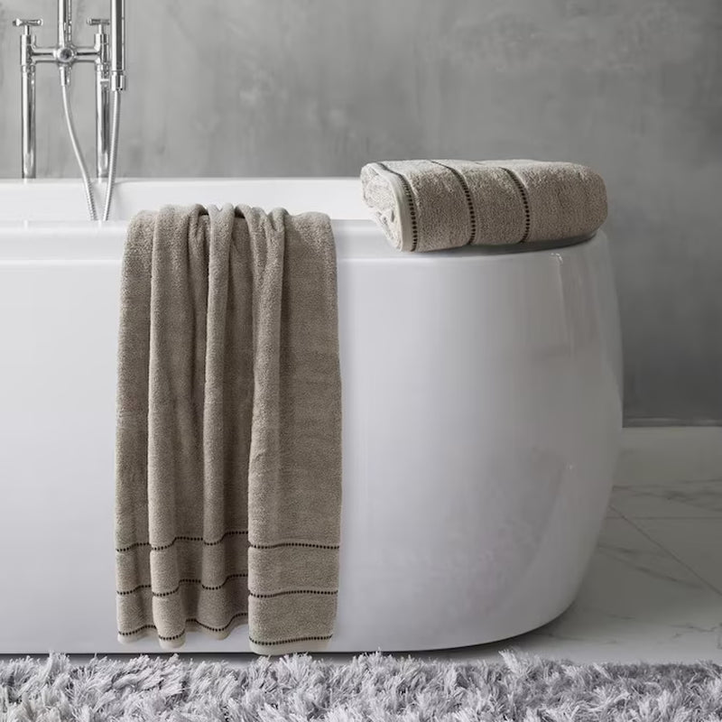 2-Piece Taupe/Black Cotton Quick Dry Bath Towel Set (Bath Towels)