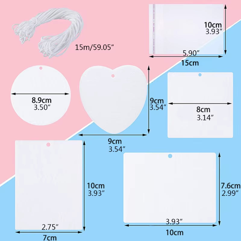 100 Pieces Sublimation Air Freshener Sheets Sublimation Air Fresheners Blanks Car Scented Hanging Sheets Blanks Set Dropshipping