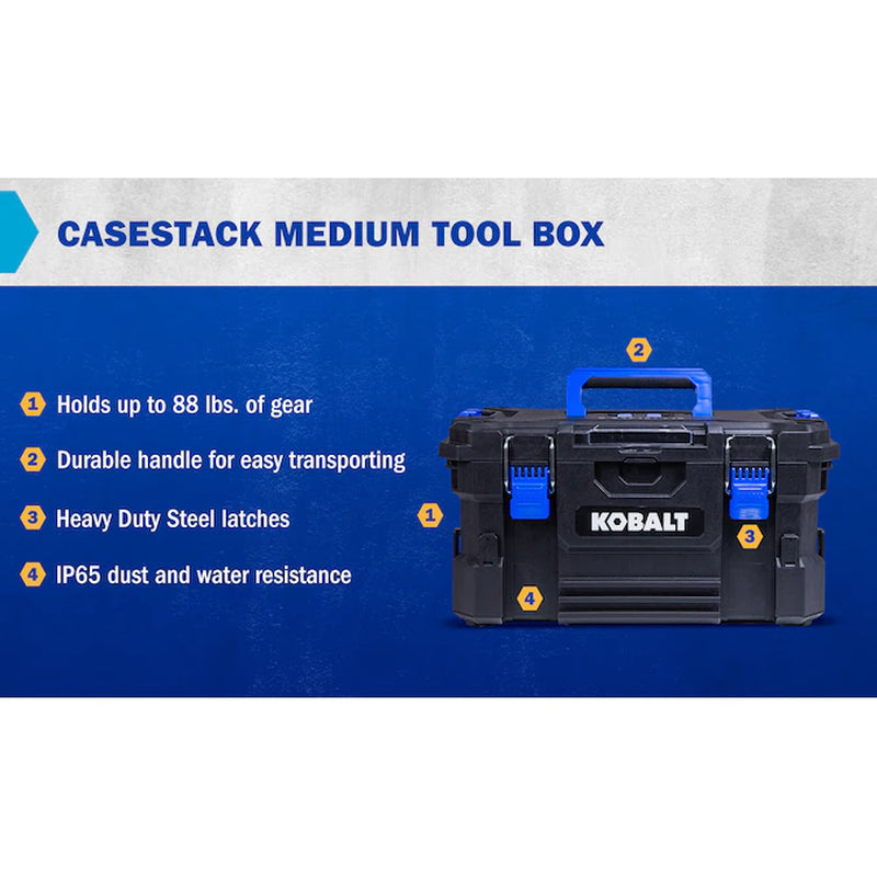CASESTACK 21.25-In W X 11-In H X 14-In D Black Plastic Tool Box