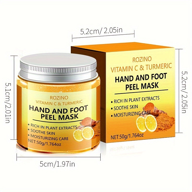 Vitamin C Turmeric Hand Mask, 50g - Moisturizing and Hydrating, Alcohol-Free, Fragrance-Free, with Hyaluronic Acid for Smooth, Soft Skin