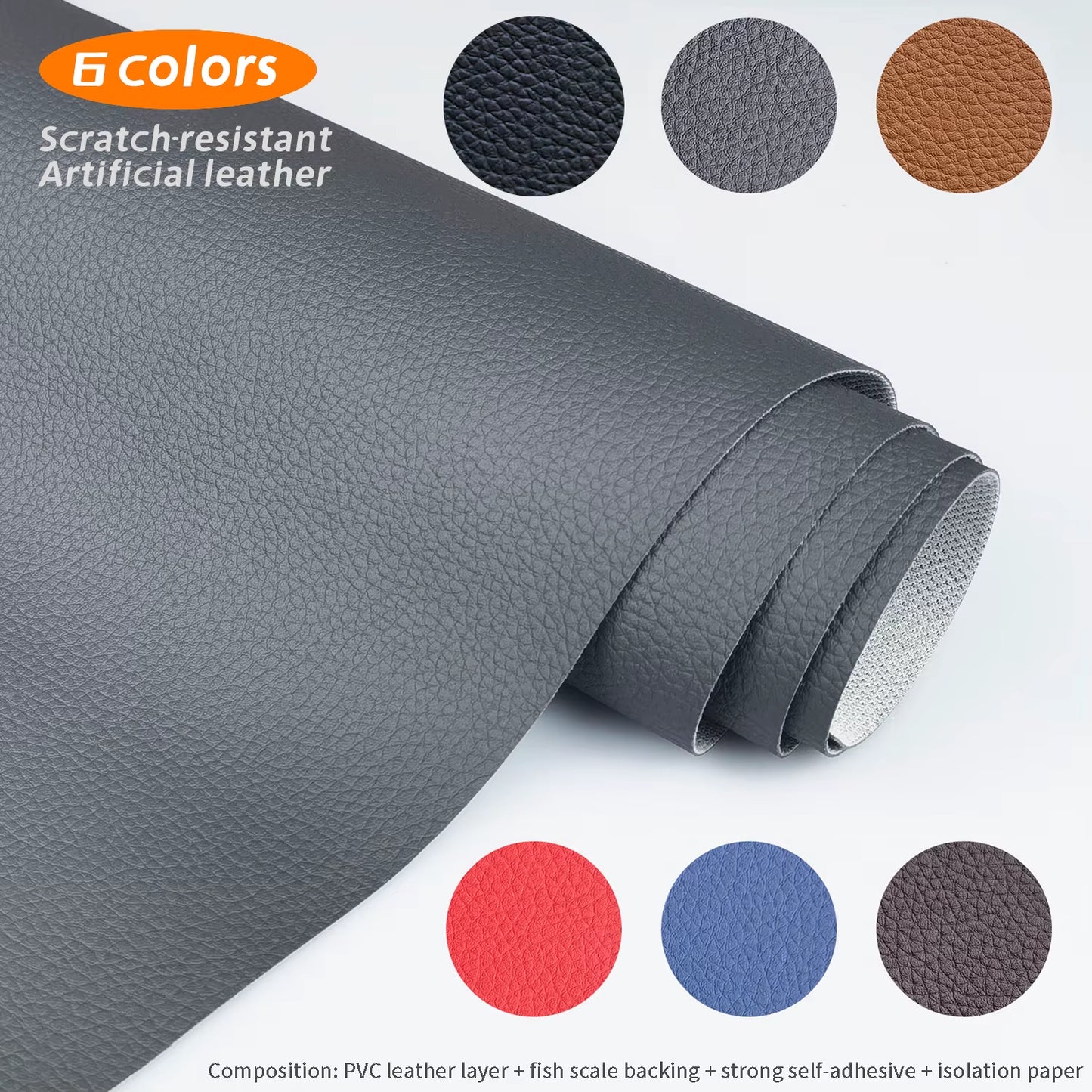 0.9Mm Soft Artificial Leather with Self-Adhesive Adhesive Repair Leather Sofas, Leather Tables and Chairs DIY Crafts PVC Leather