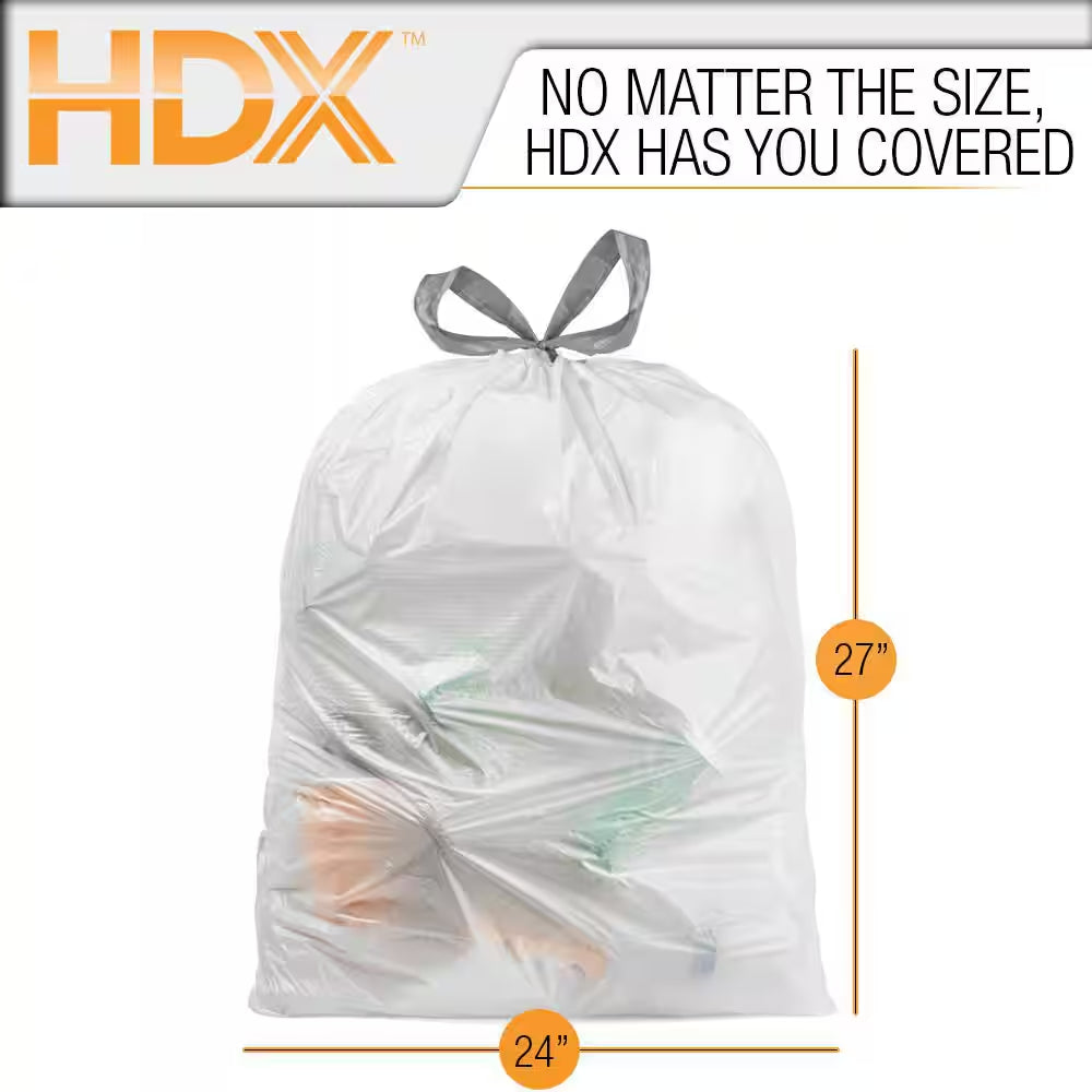 13 Gal. FLEX White Drawstring Kitchen Trash Bags (150 Count)