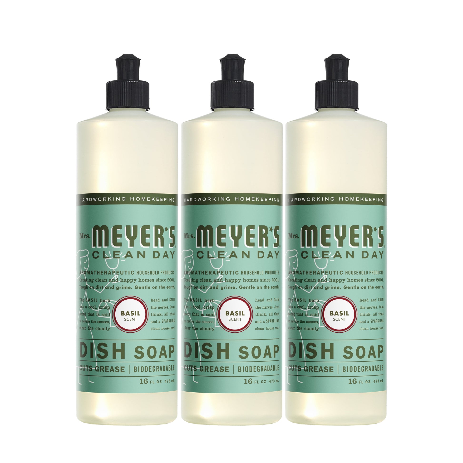 Mrs. Meyer’S Clean Day Liquid Dish Soap, Basil, 16 Ounce Bottle (Pack of 3)