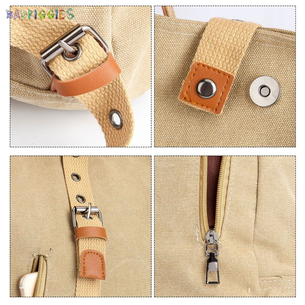 Canvas Handbag Tote Shoulder Bag for Women Casual School Purse Hobo Bag Rucksack Convertible Backpack (Coffee)