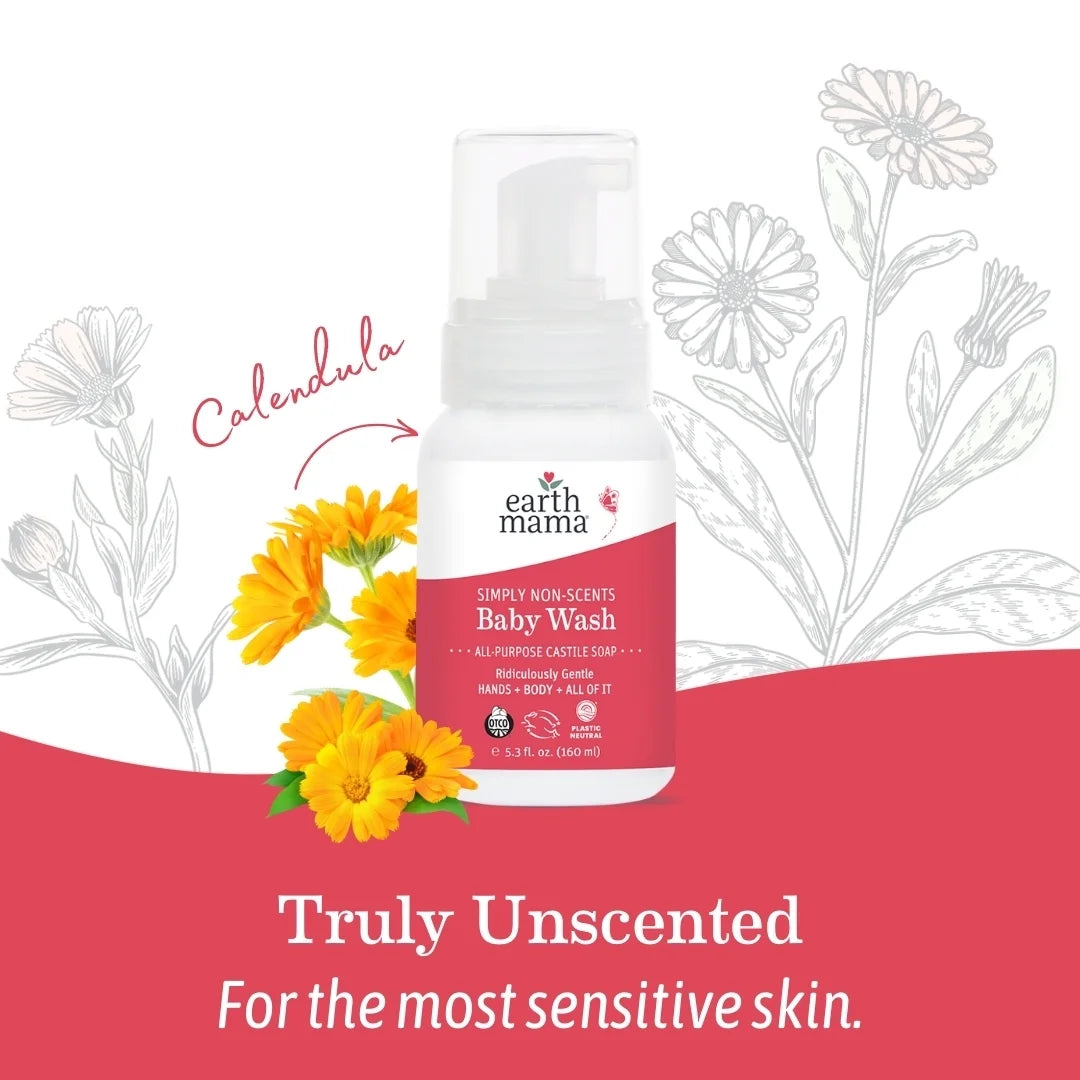 Simply Non Scents Baby Wash, Castile Soap for Sensitive Skin, Unscented, 6.27 Fl Oz