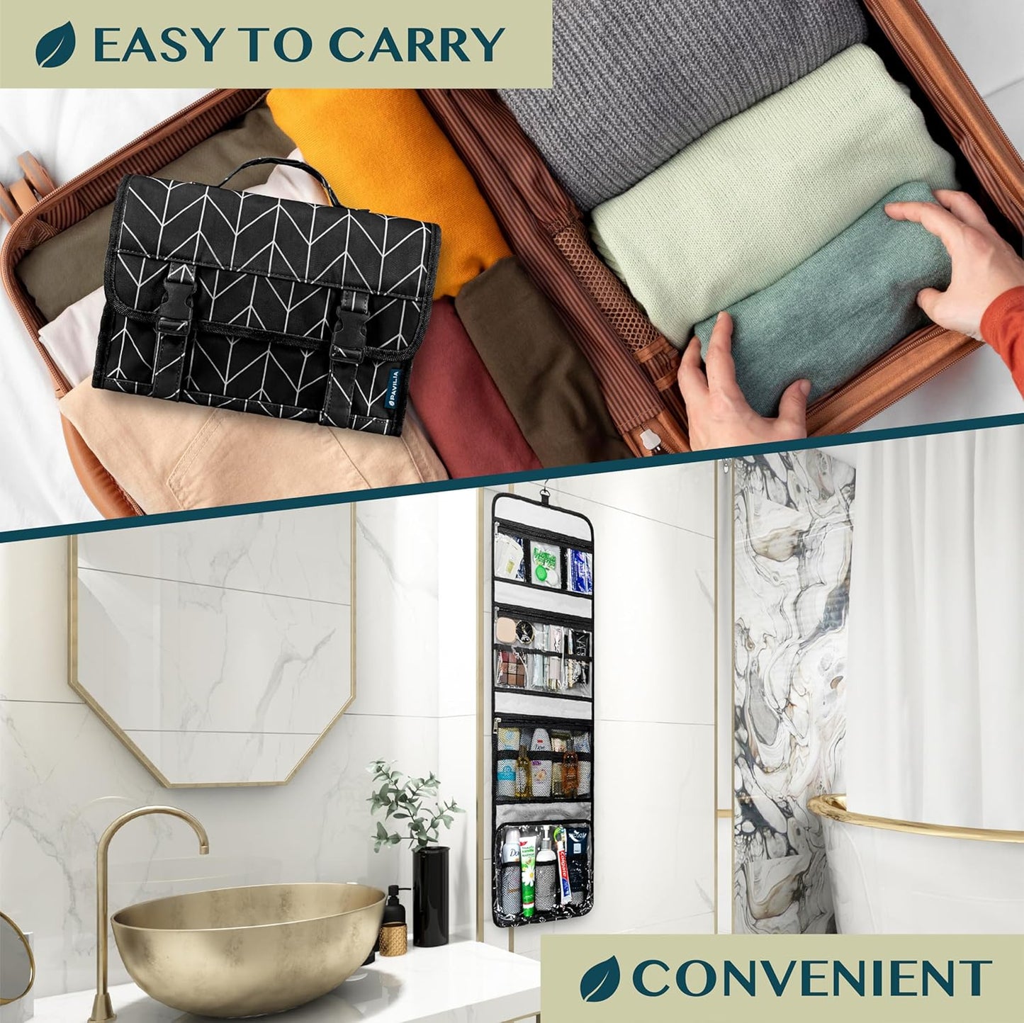 Travel Hanging Toiletry Bag for Women Men, Large Capacity Makeup Bag Kit, Waterproof Cosmetic Storage Organizer Case for Bathroom Shower