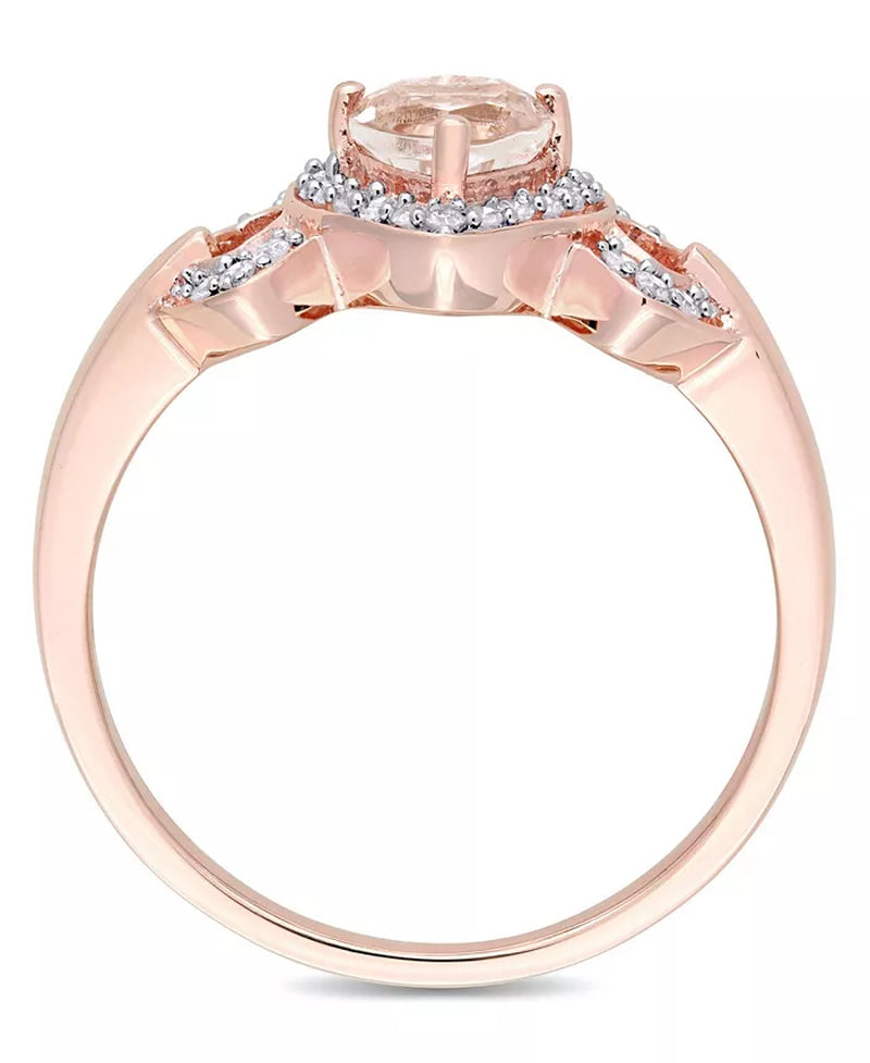 Morganite and Diamond Linked Heart Ring