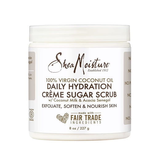 Daily Hydration Crã¨Me Sugar Scrub Care for Dry Skin 100% Virgin Coconut Oil Acacia Senegal Exfoliating Scrub, Coffee, 8 Oz