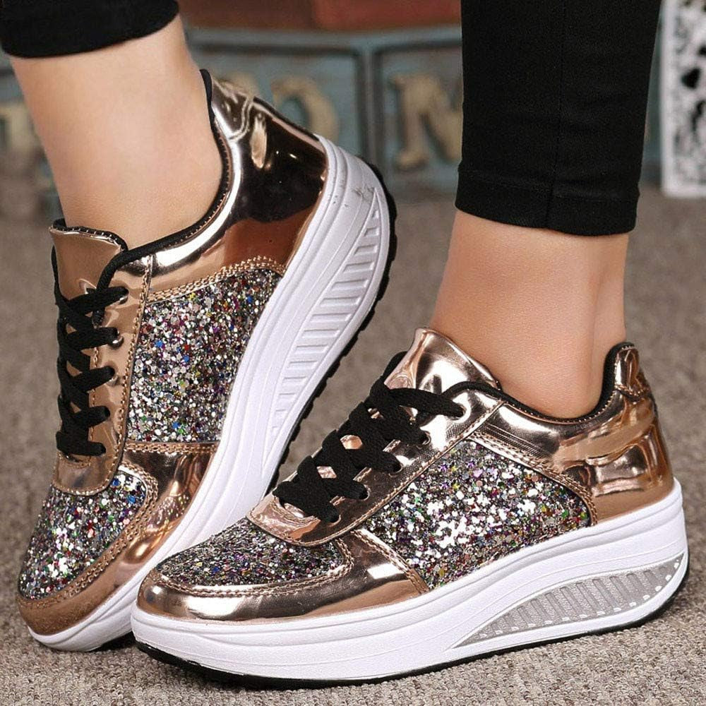 Farjing Sneakers for Women Wedges Sneakers Sequins Shake Shoes Fashion Girls Sport Shoes