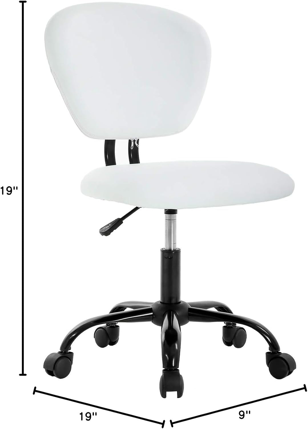 Office Chair Ergonomic Cheap Desk Chair PU Leather Computer Chair Task Rolling Swivel Stool Mid Back Executive Chair with Lumbar Support, White