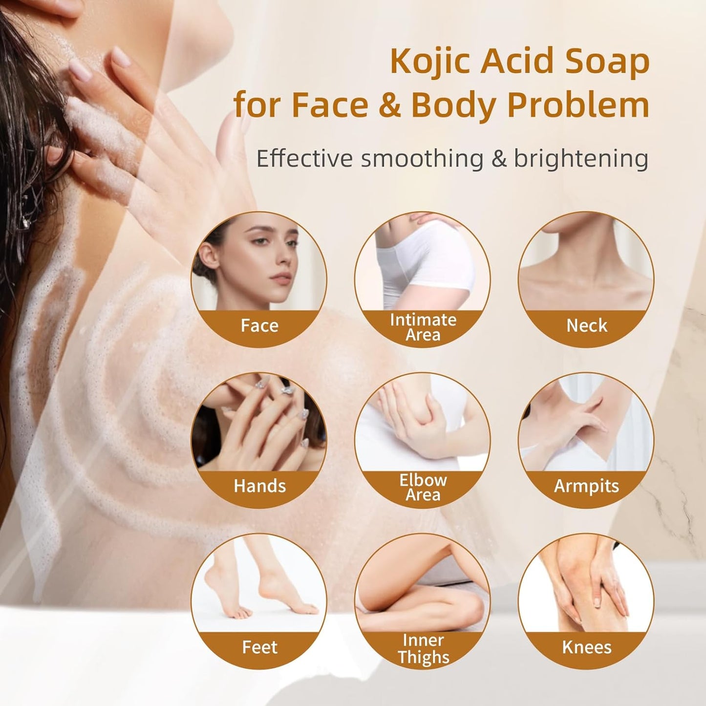 Kojic Acid Turmeric Soap Bar Dark Spots for Face & Body, Deep Cleansing, Gentle Soap Sensitive Skin Formula, All Skin Types 2Pack with Dish