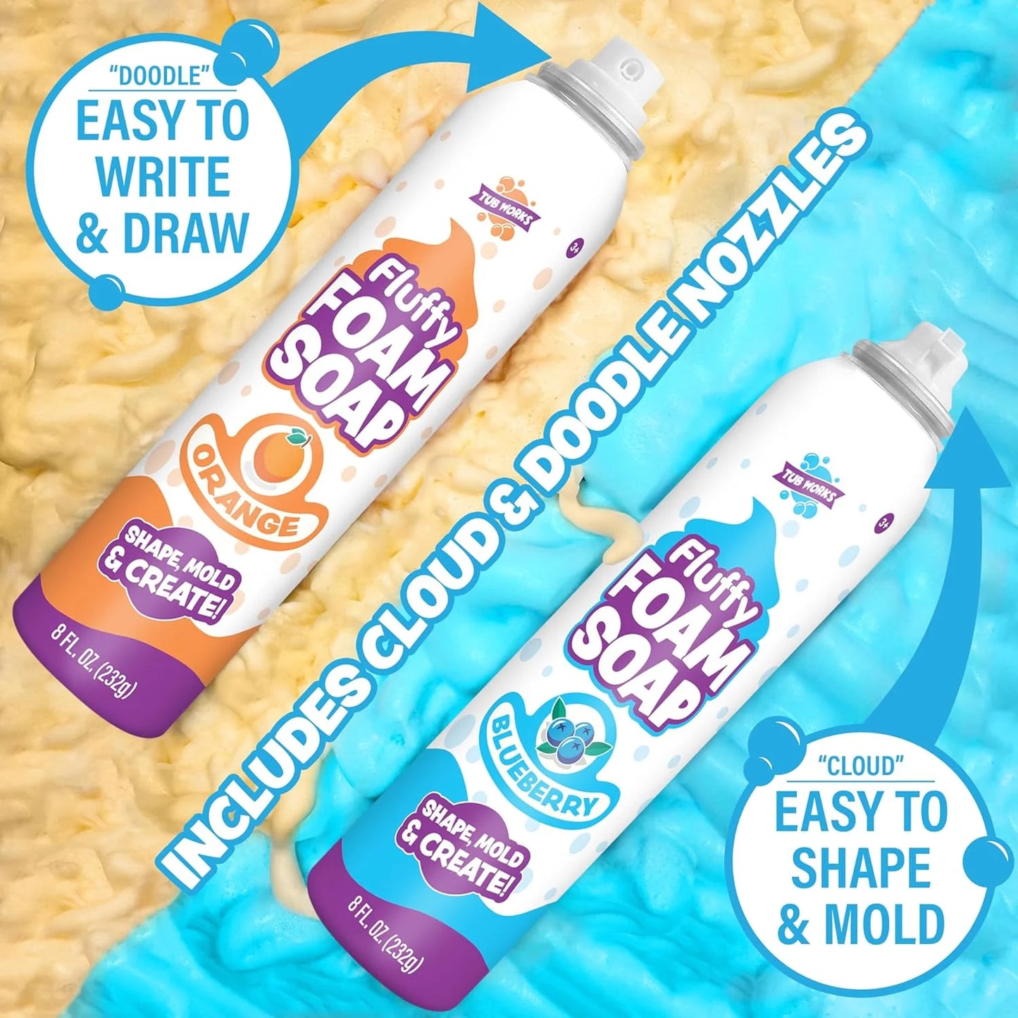 Fluffy Foam Soap Variety 6 Pack, Gentle, Cleansing Kids Bath Soap, Fruity, Fun B