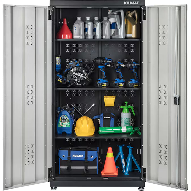 36-In W X 72-In H X 18.5-In D Freestanding Steel Garage Cabinet in Silver