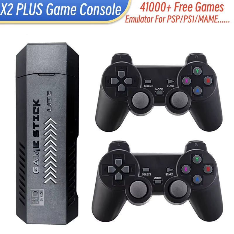 X2 plus Retro Game Console 128G - 41000 Games, Multi-Emulator for PSP/PS1/MAME with Wireless Gamepads