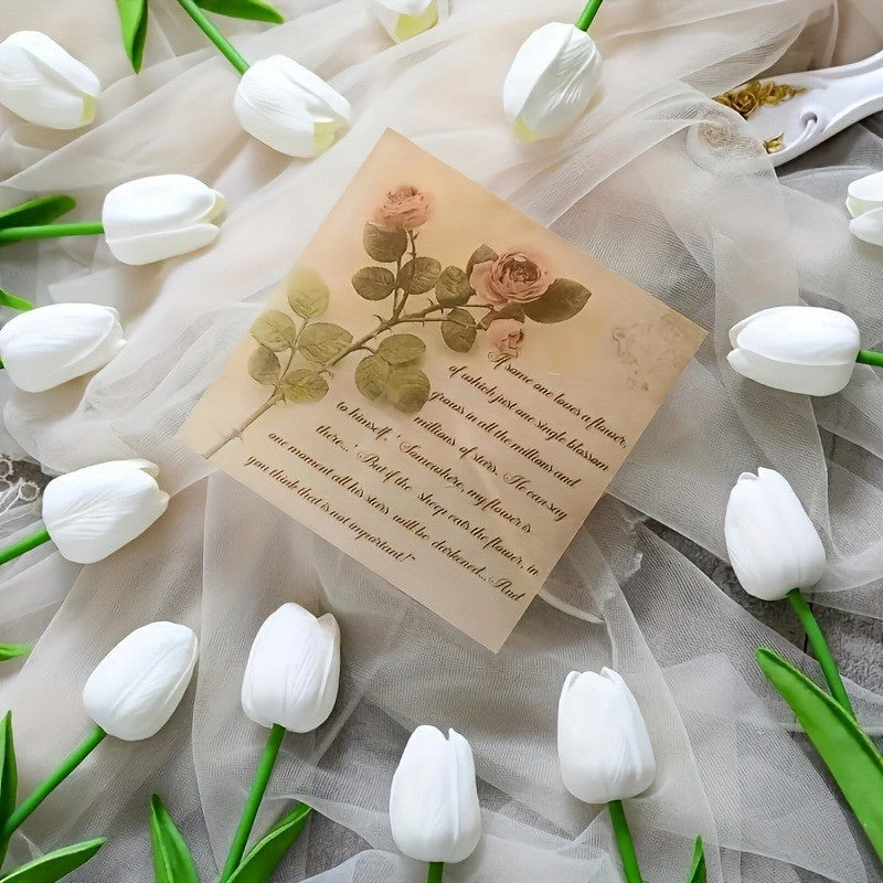 10/20 Artificial White Tulip Bouquet - 13In for Home Decoration and Weddings