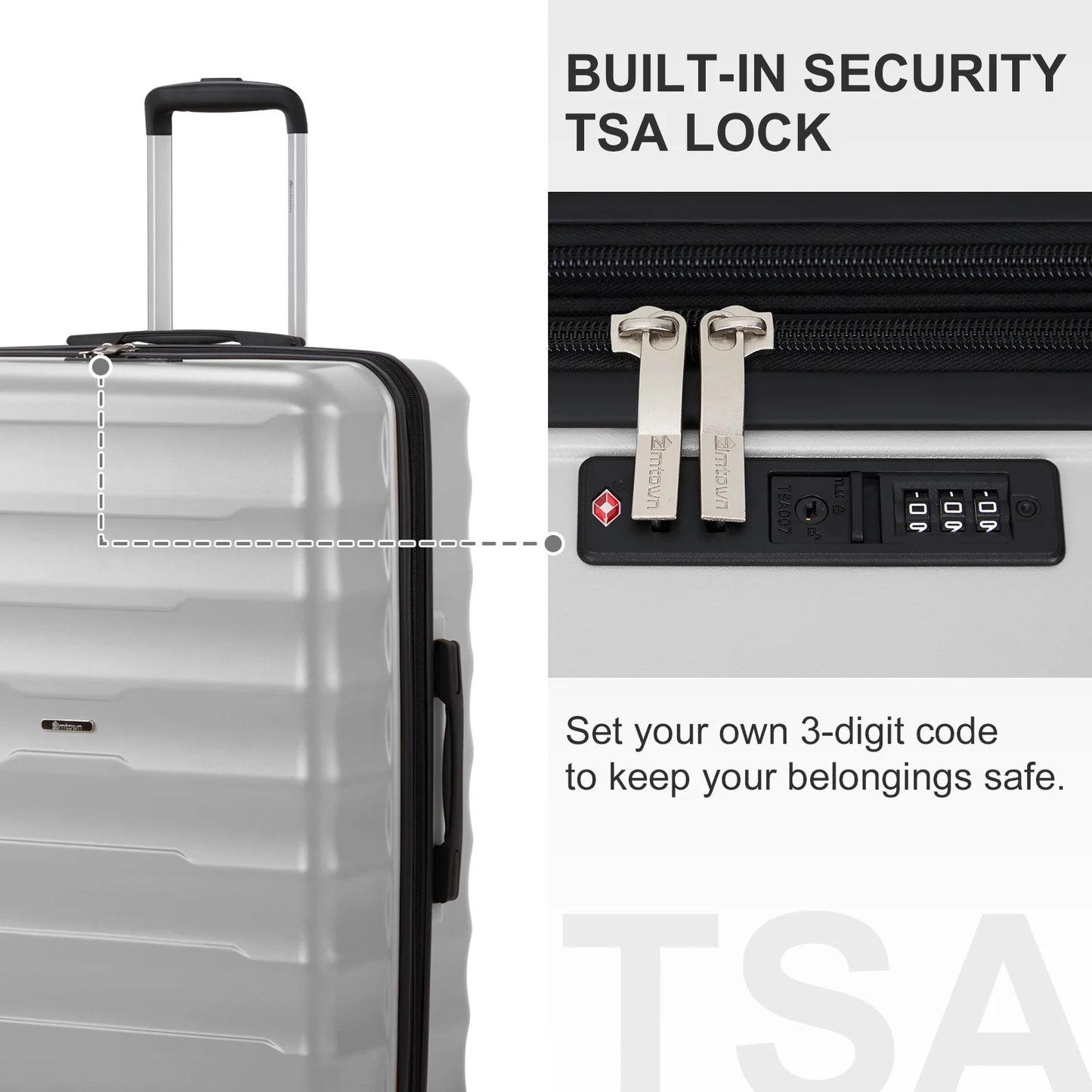 3 Piece Luggage Sets, ABS+PC Expandble Hardside Suitcase TSA Lock Lightweight Durable Spinner Luggage, Gray