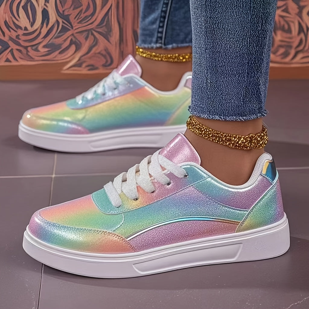 Women's Iridescent Superfine Fiber Sneakers with EVA Sole - Lightweight, All-Season Running Shoes (Free Shipping) 💝🌹💖✨