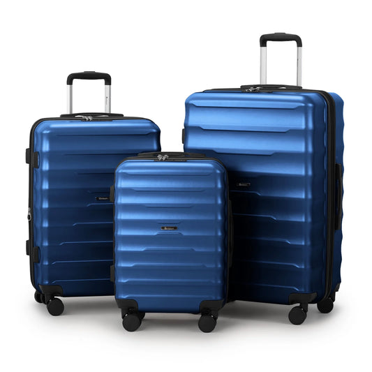 3 Piece Luggage Sets, ABS+PC Expandble Hardside Suitcase TSA Lock Lightweight Durable Spinner Luggage, Blue