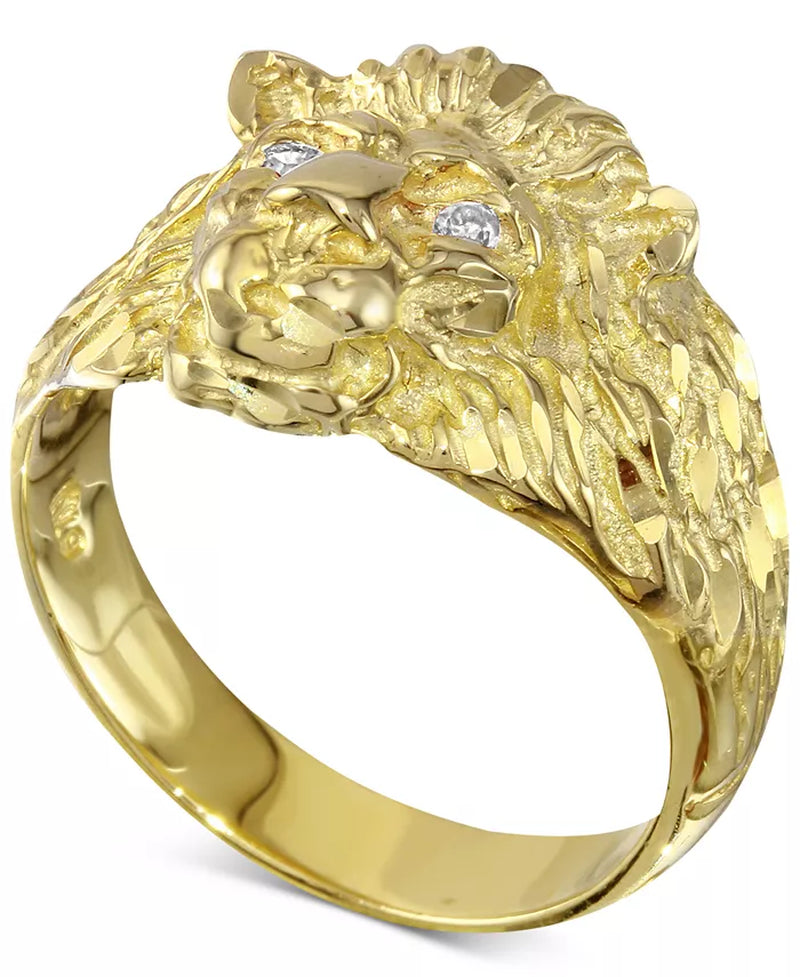 Diamond Accent Lion Ring in 10K Gold