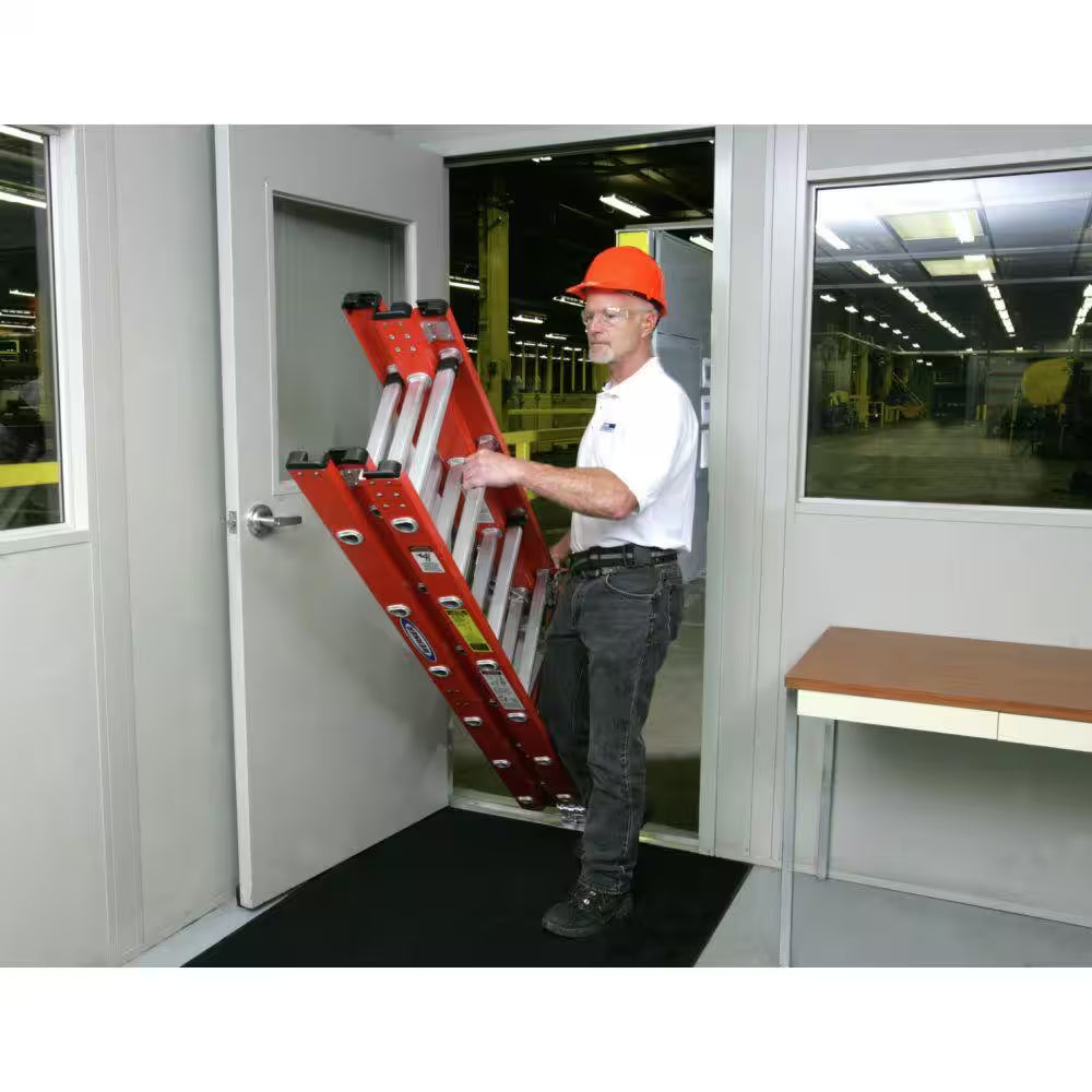 16 Ft. Fiberglass Compact Extension Ladder with 300 Lb. Load Capacity Type IA Duty Rating