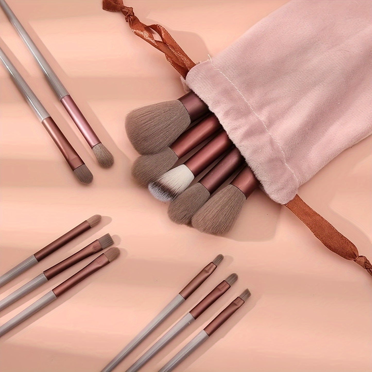 Luxurious 13pcs Makeup Brush Set With Soft Synthetic Bristles - Includes Travel Pouch, Fragrance-Free For All Skin Types