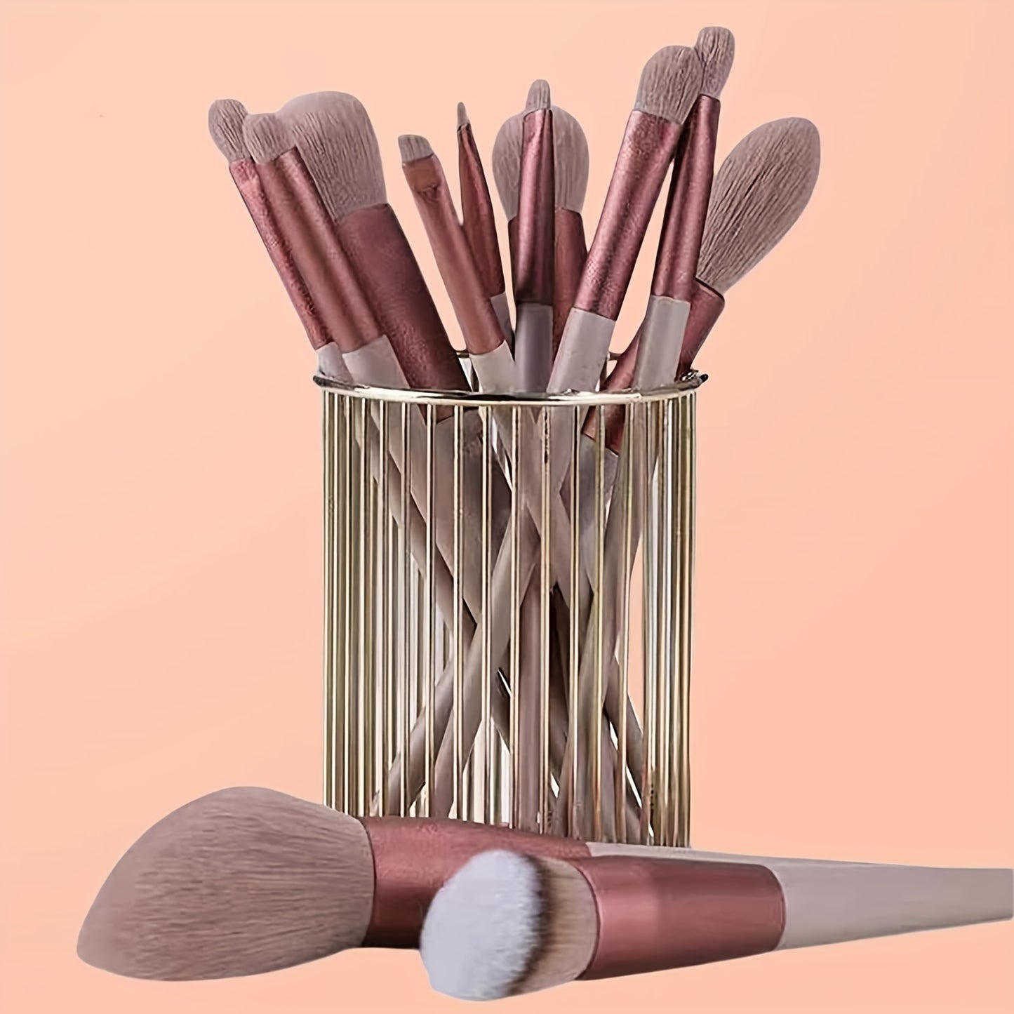 Luxurious 13pcs Makeup Brush Set With Soft Synthetic Bristles - Includes Travel Pouch, Fragrance-Free For All Skin Types