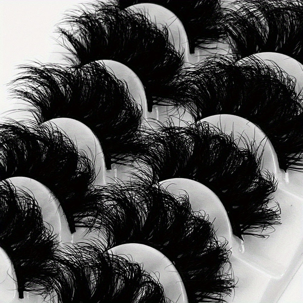 5 Pairs of Long-Lasting, Thick, and Dramatic Volume Fluffy Fake Lashes - No Fragrance, Includes Eyelash Tools and Makeup Accessories