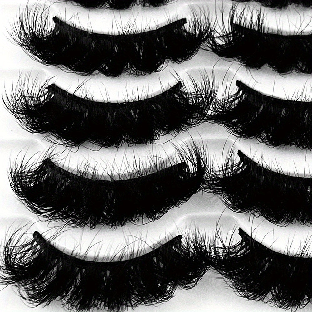 5 Pairs of Long-Lasting, Thick, and Dramatic Volume Fluffy Fake Lashes - No Fragrance, Includes Eyelash Tools and Makeup Accessories