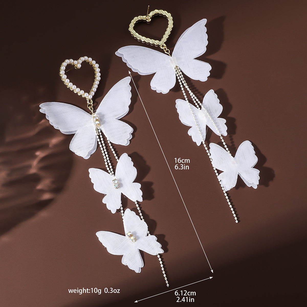 2pcs Women's Fashion Bracelets Bohemian Style White Butterfly Imitation Pearl Inlay Women's Fashion Long Earrings Banquet Party Gift