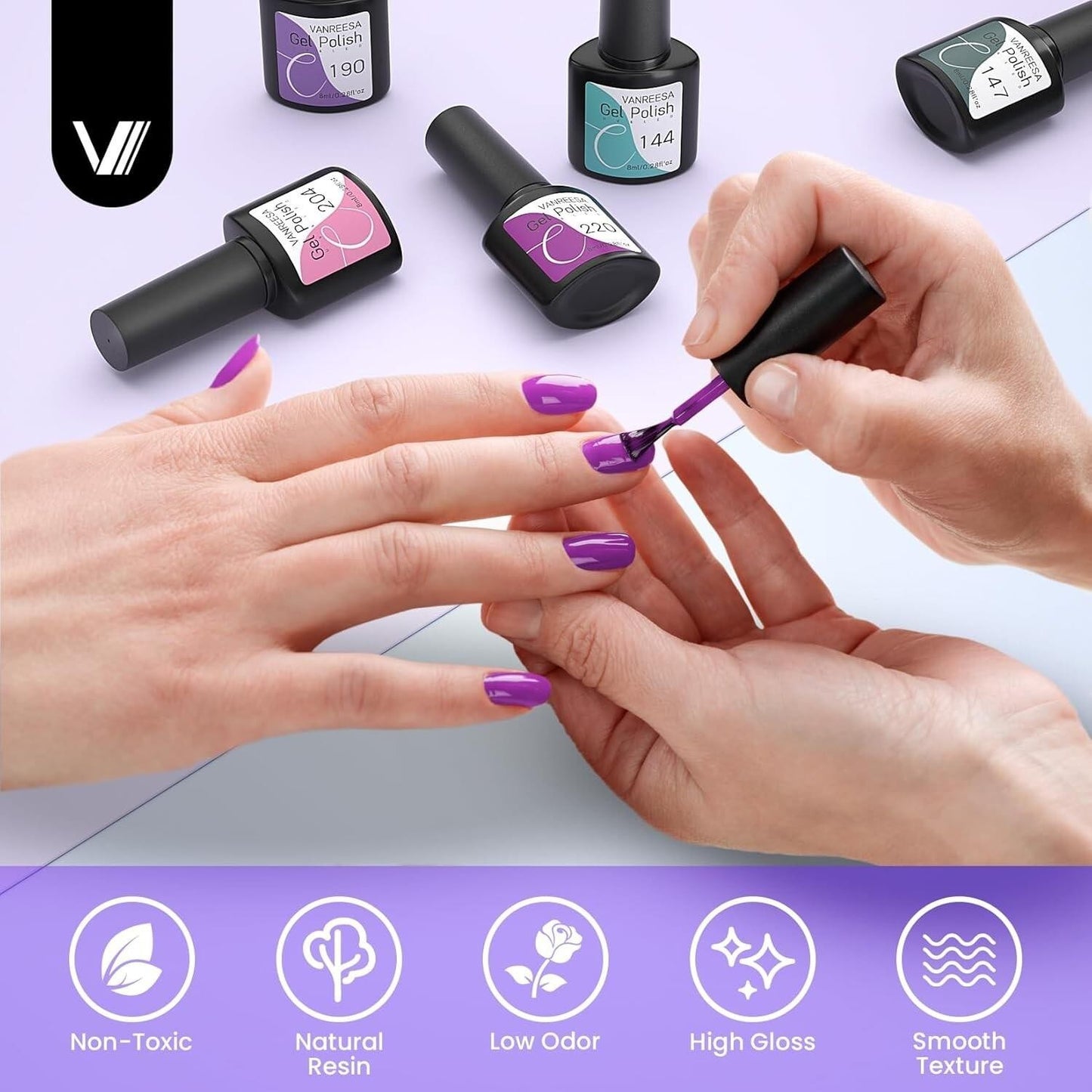 24 Pcs Gel Nail Polish Set 21 Popular Colors Gel Nail Polish Base Coat Glossy &