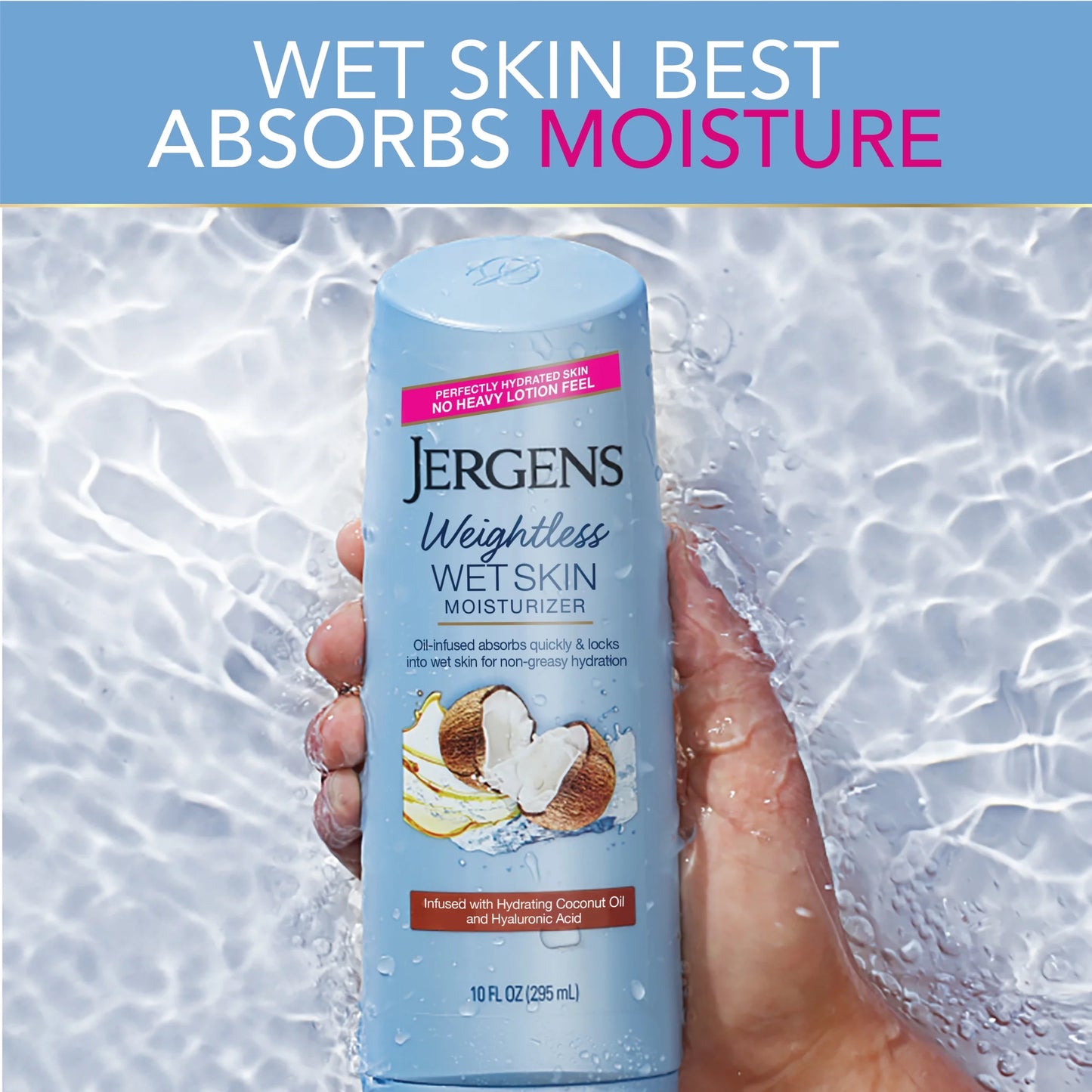 Wet Skin Body Moisturizer for Dry Skin, In-Shower Body Lotion, Coconut, 10 Oz