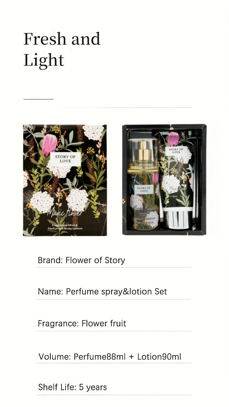 2.98oz Fragrance Mist&3.04oz Perfumed Body Lotion, Floral Notes, A Perfect Gift For Her, Nourishing Moisturizing Gift Set