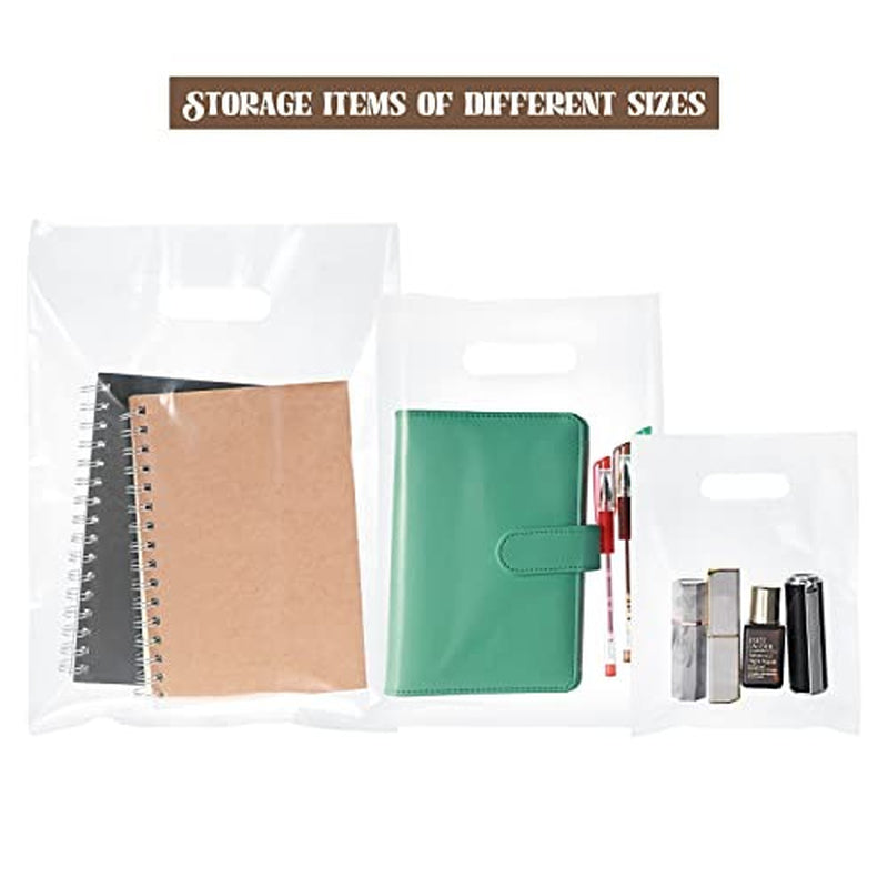 120 Clear Gift Bags with Handles Clear Plastic Bags Merchandise Retail Bags, 6 X