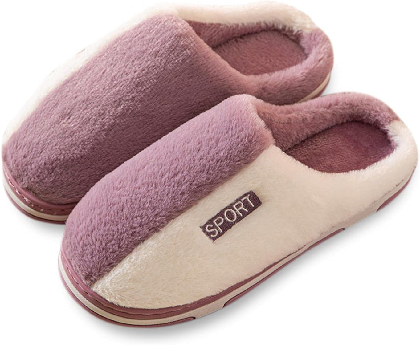 Womens Slippers Plush Lining Flat Sliders Memory Foam Fur Fuzzy anti Skid Slip on Slippers Indoor House Slippers