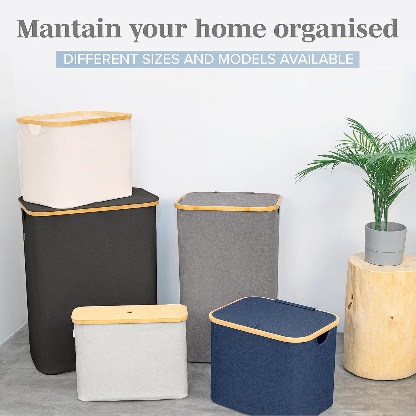 Toilet Paper Storage for 12 Rolls, Stackable & Foldable - the Ultimate Bathroom Organizer - Waterproof Basket with Bamboo Lid - Elegant Toilet Paper Storage Holder, Beige