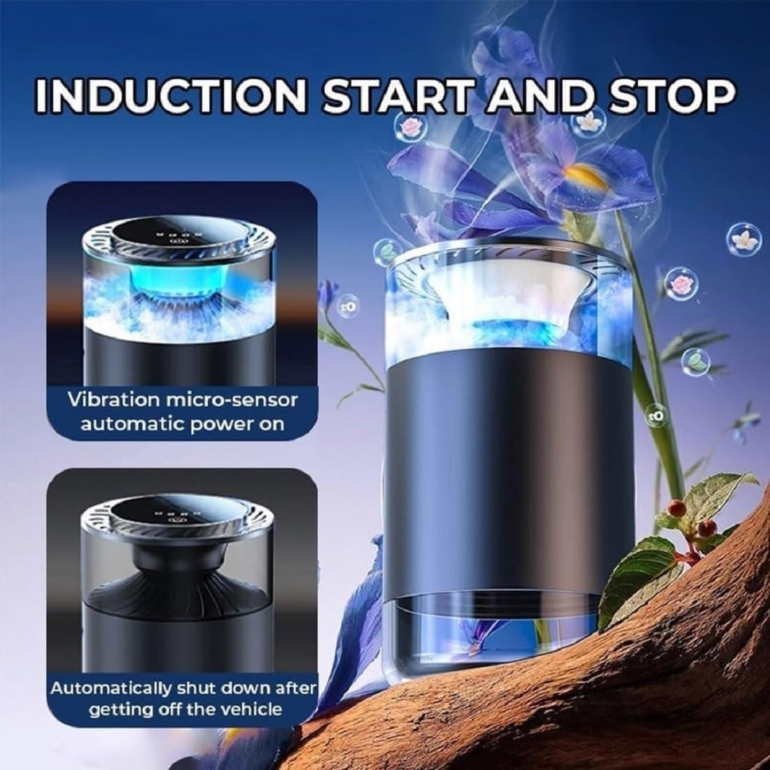 Spray Car Viewing Aromatherapy Diffuser, Smart Car Air Freshener Diffuser, Long-Lasting Intelligent Car Fragrance, Rechargeable Auto On/Off Intelligent Car Diffuser, for Car (North Cedar)