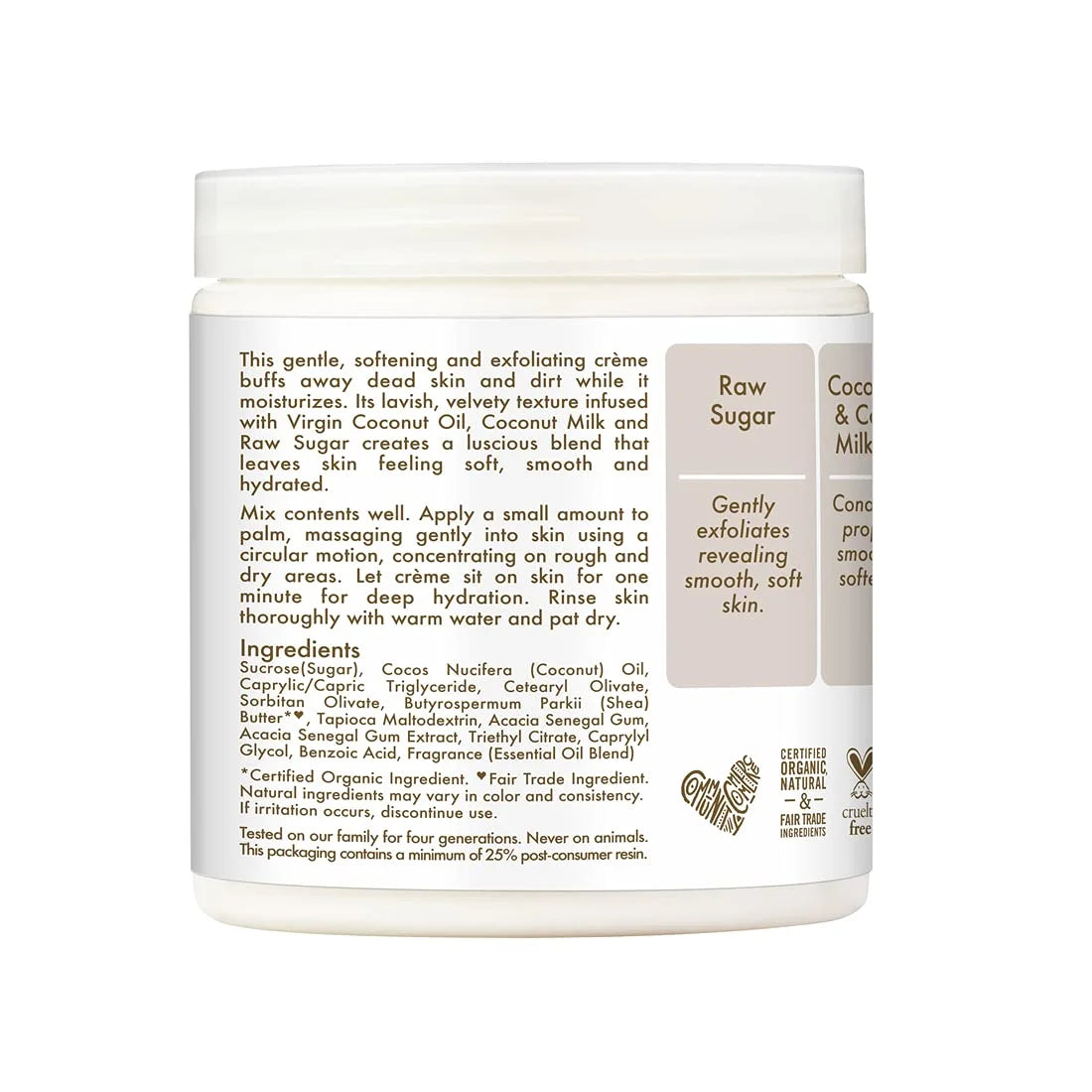 Daily Hydration Crã¨Me Sugar Scrub Care for Dry Skin 100% Virgin Coconut Oil Acacia Senegal Exfoliating Scrub, Coffee, 8 Oz