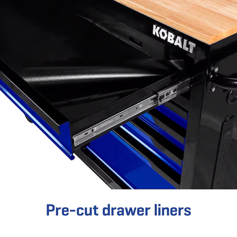 46.1-In L X 37.2-In H 9 -Drawers Rolling Black/Blue Wood Work Bench