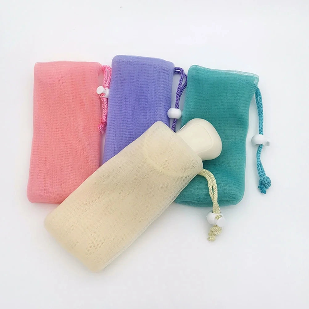 4 Pcs Soap Foaming Mesh Bag Bags Bar Scrubber Pouch Travel Accessories Face Cleansing Nets Drying