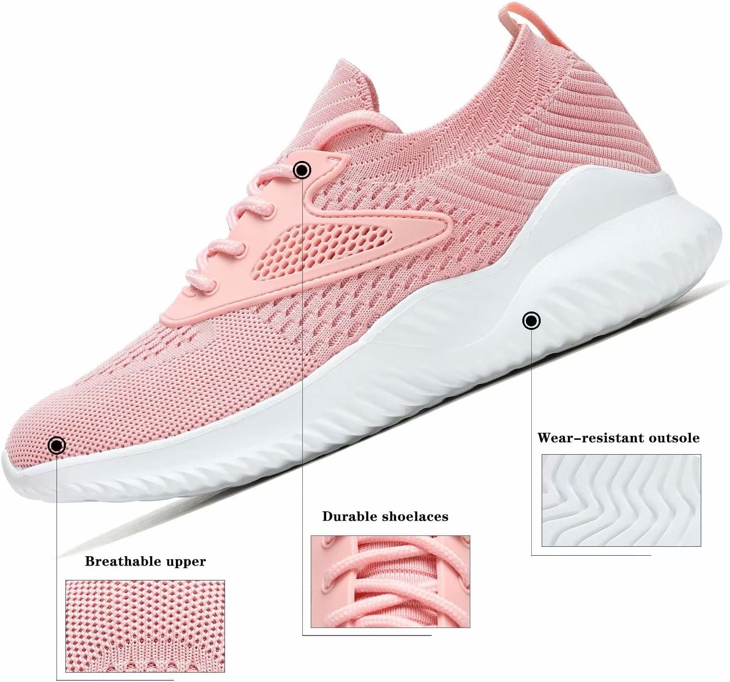 Womens Slip on Walking Shoes Comfort Lightweight Work Casual Tennis Running Ladies Shoes Gym Sport Sneakers Pink
