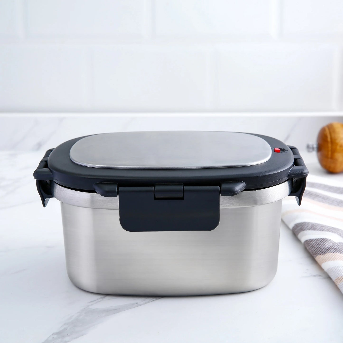 33 Oz Rectangular Insulated Food Container, Stainless Steel