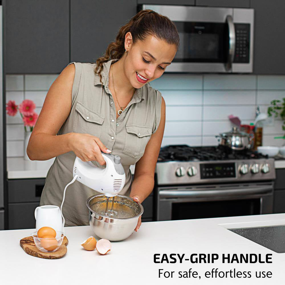 5-Speed Ultra Power Hand Mixer with Free Storage Case, White