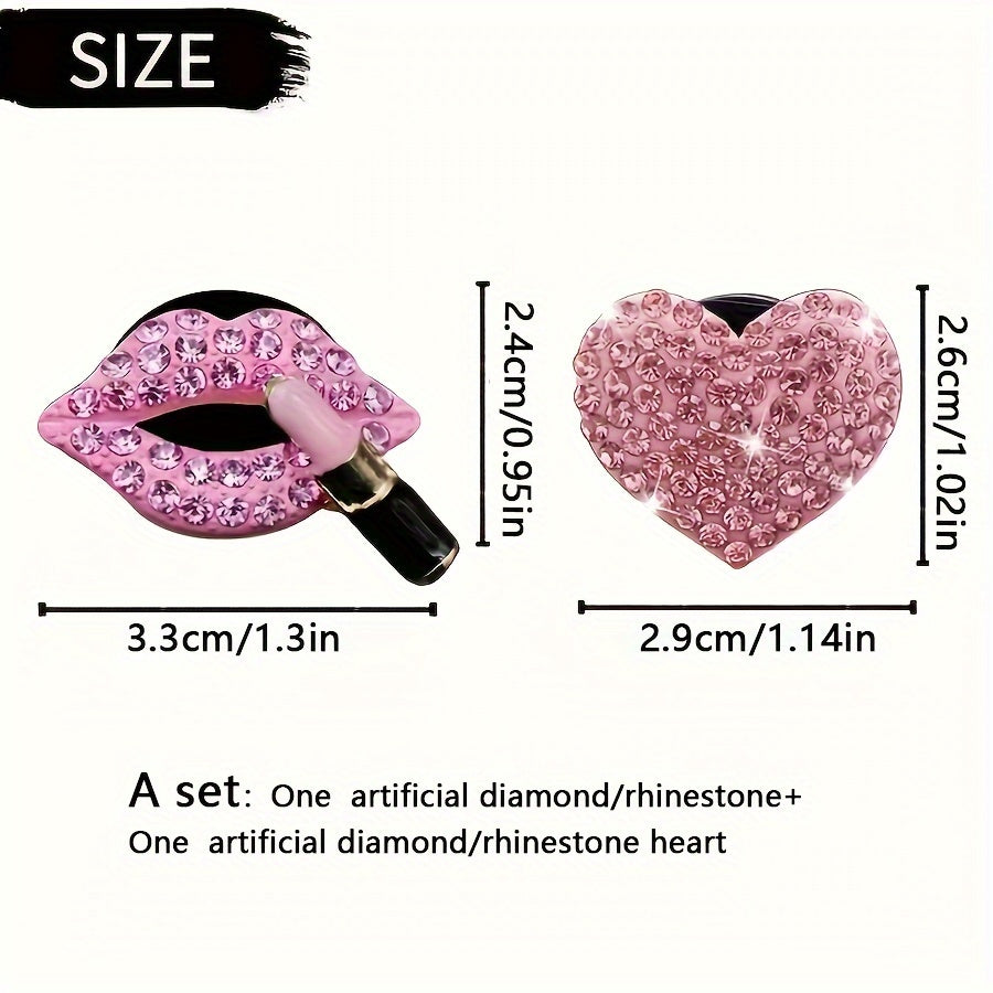 2pcs Car Air Outlet Aromatherapy💕 Clip💯 - Creative Rhinestone Heart Design - Perfume Decoration Clip - For Car Interior - Suitable for Women👑 & Girls - Perfect Gift for Car Lovers💖