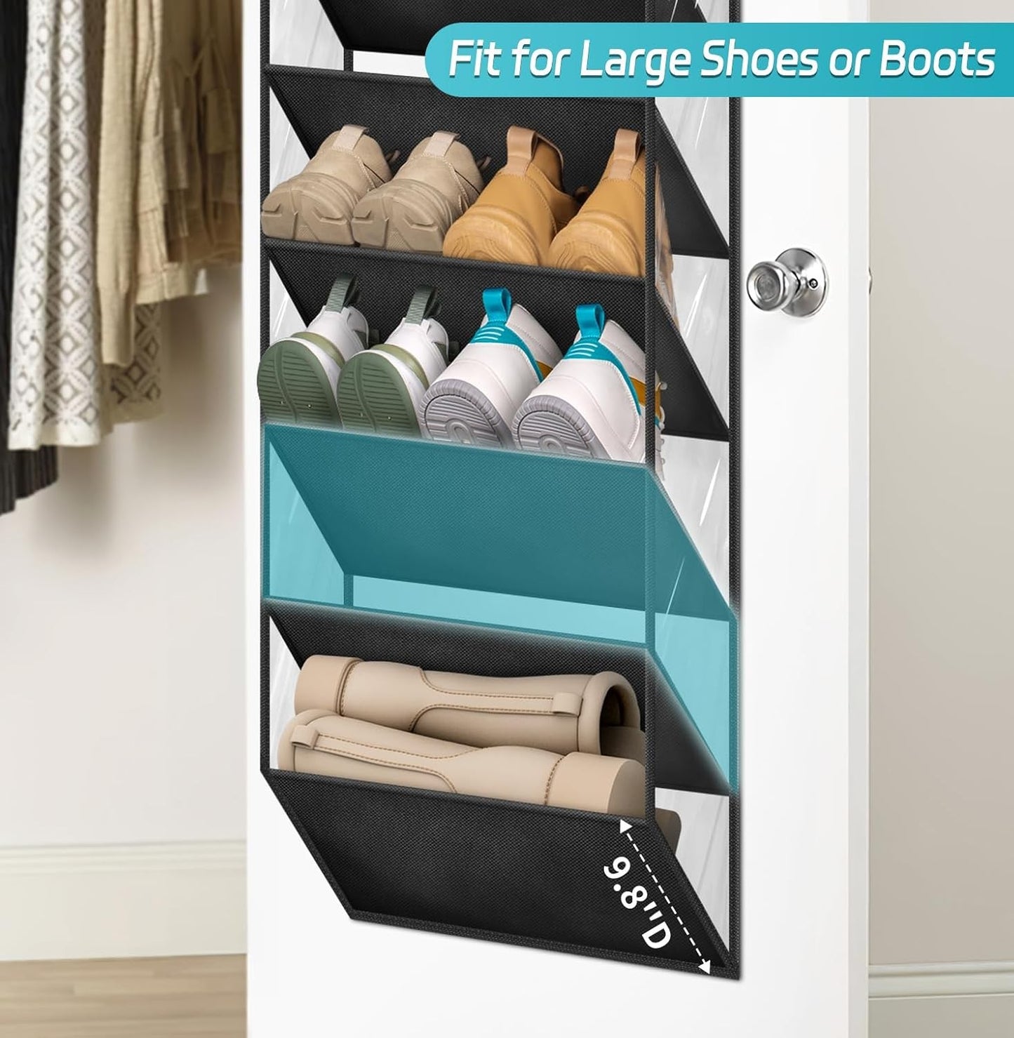 10 Tier over the Door Clear Shoe Organizer