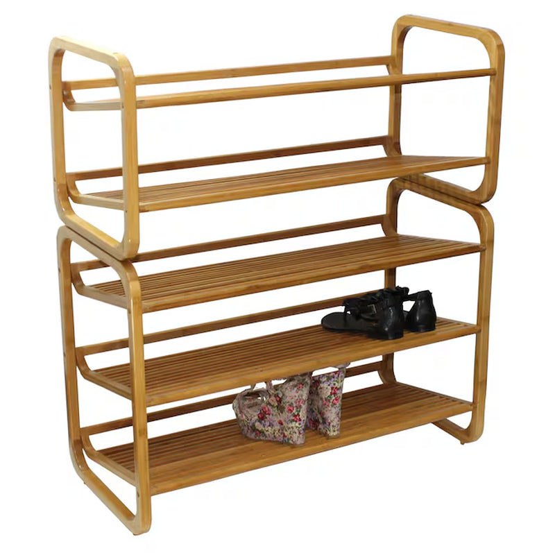 20.0-Inches H 3.0 Tier 12 Pair Brown Wood Shoe Rack