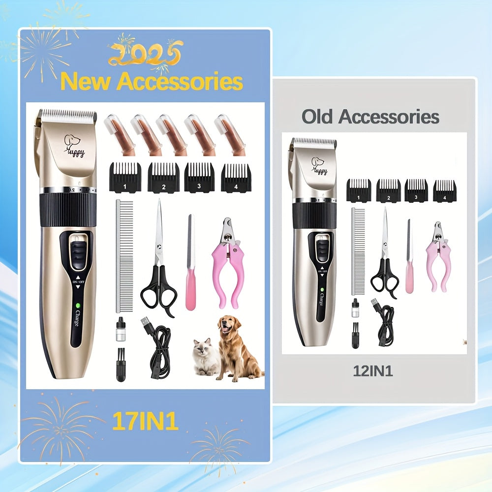 12in 1 Premium Pet Hair Trimmer Kit - Electric Precision Clippers with Gentle Hair Cutting Technology - Perfect for Professional Grooming At Home, Mute Clippers for Dogs And Cats., Dog Clippers, Dog Clippers For Grooming, Dog