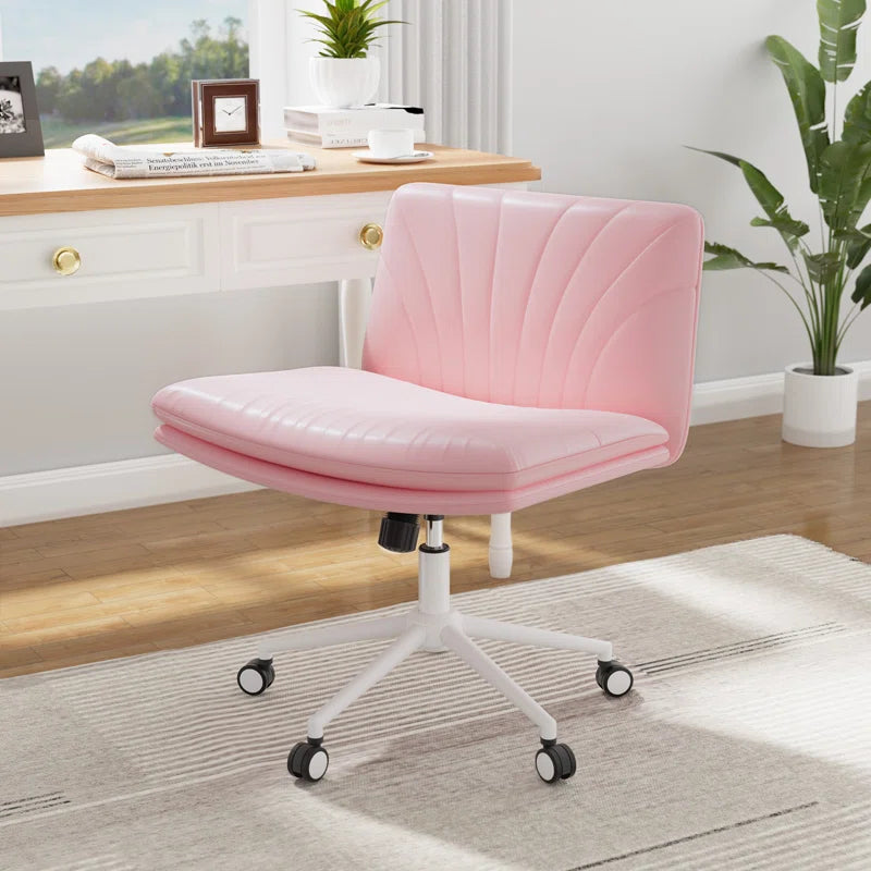 Nevel Office Chair Desk Chair Criss Cross Legged Computer Chair Armless Swivel Make up Chair with Ergonomic Design